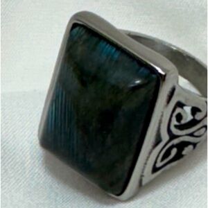 NEW!!! Large Labradorite in Stainless Sz 8
